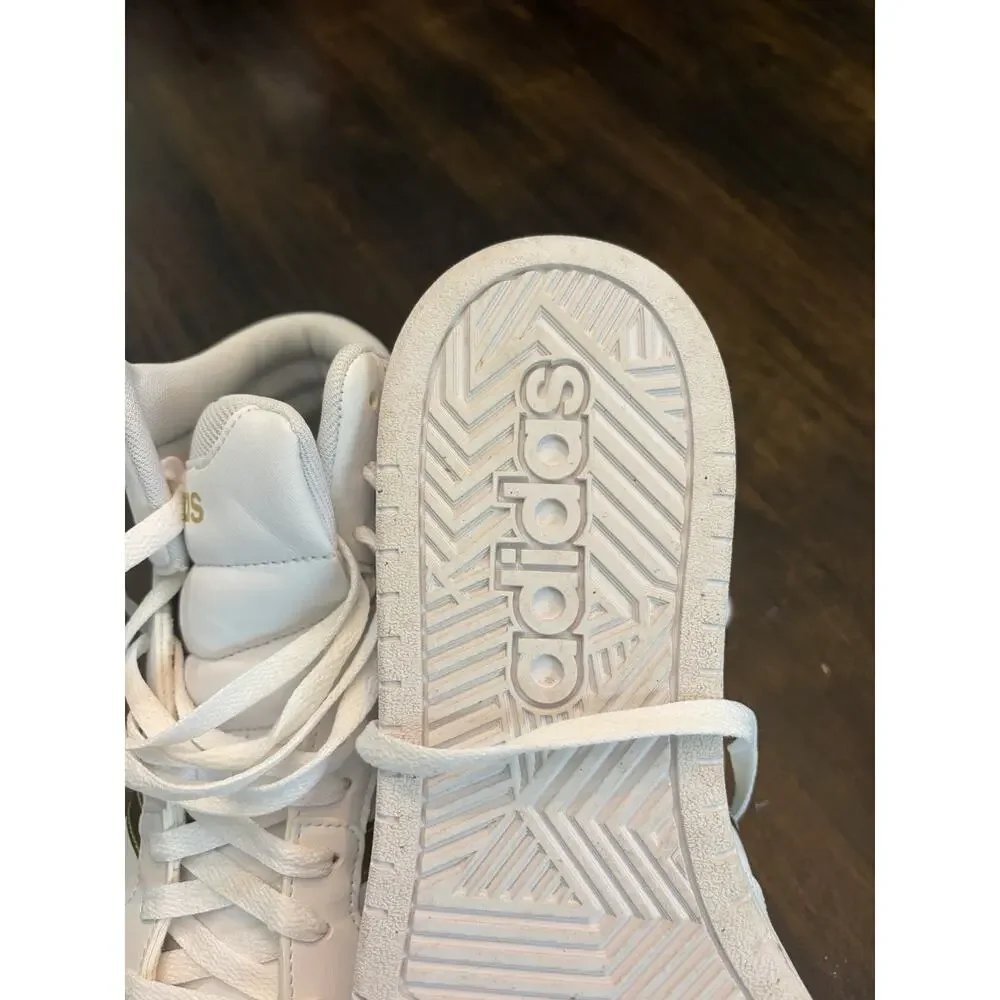 NEW Adidas Hoops 3.0 Mid Classic Gold Metallic Shoes – White – Size 11 Tried On